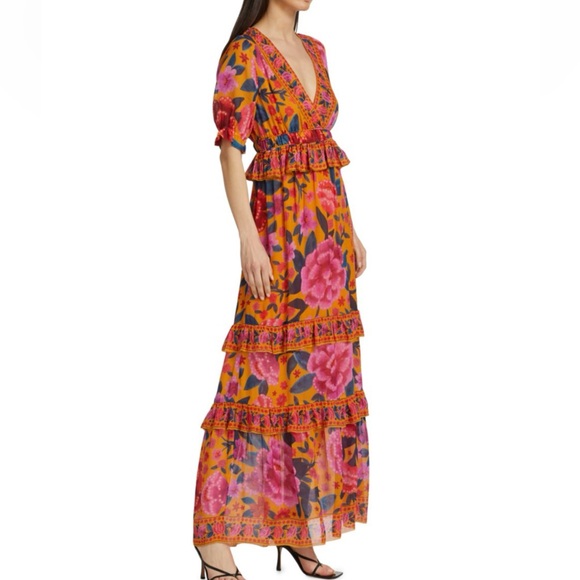FARM Rio Vibrant Floral Maxi Dress - Orange and Pink - Picture 2 of 13